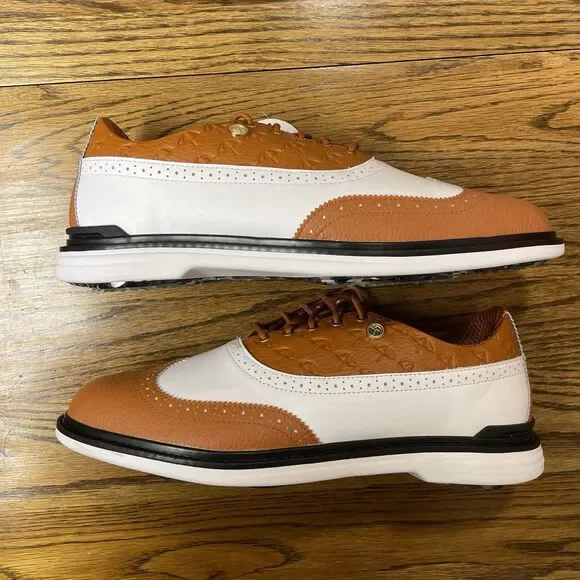 Puma Men's Arnold Palmer Golf Shoes Size 9 - 12 White Leather Brown - Picture 2 of 8